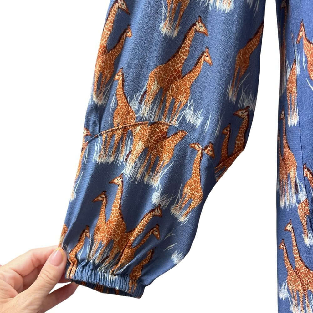 Corey Lynn Calter Blue and Orange Giraffe Print Sheath Dress Size Medium - Picture 7 of 9